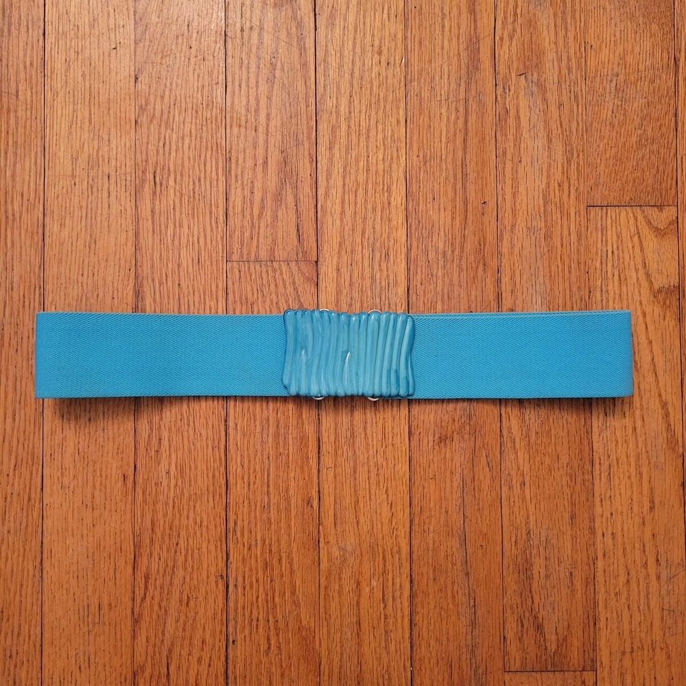 Square Dancing Cinch Belt Aqua Blue Elastic Vintage Retro Coastal Grandma 80s‎